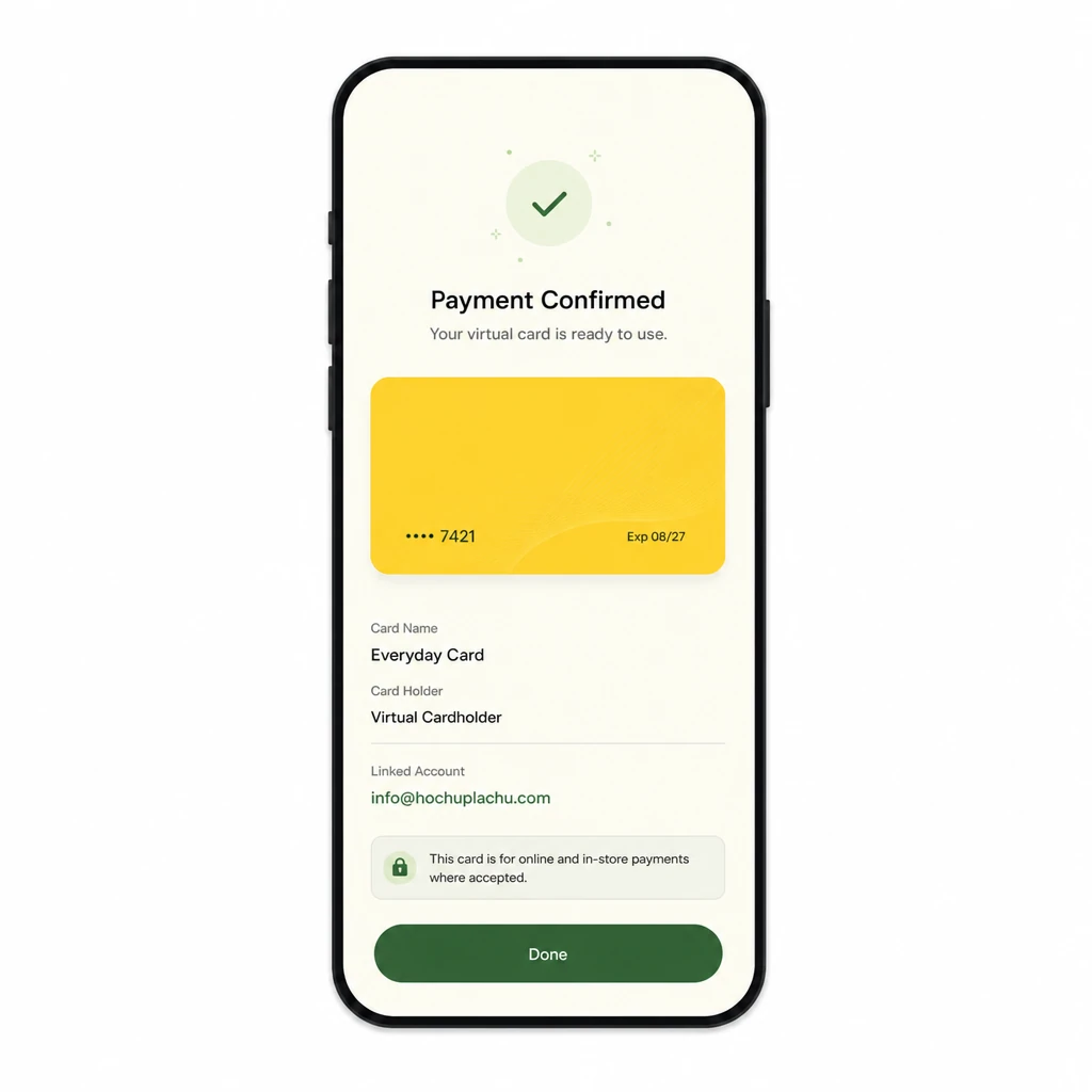 Экран Payment Confirmed в Google Wallet — карта Everyday Card успешно верифицирована