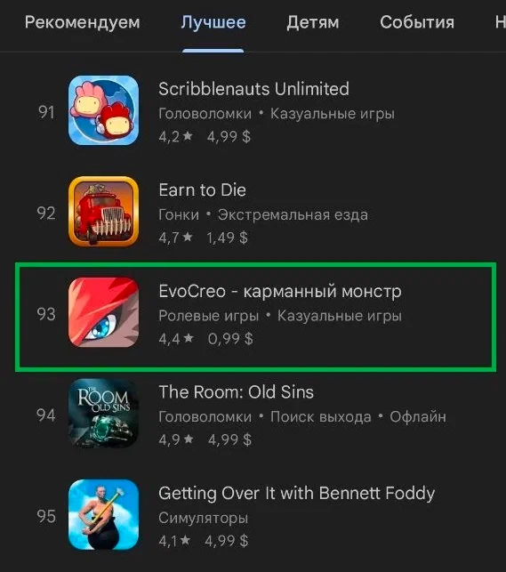 Каталог платных приложений Google Play