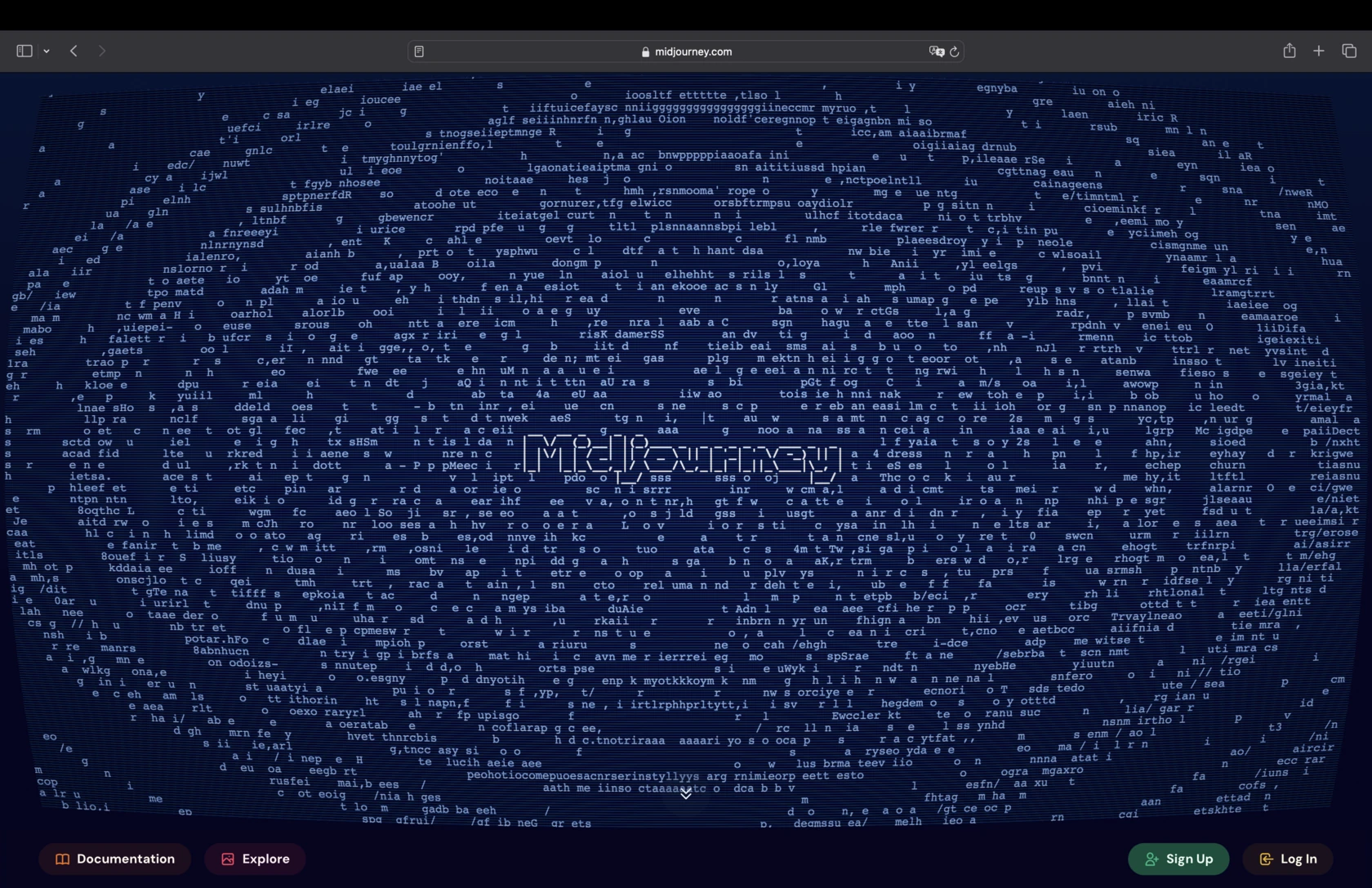 Интерфейс Midjourney — экран регистрации и авторизации