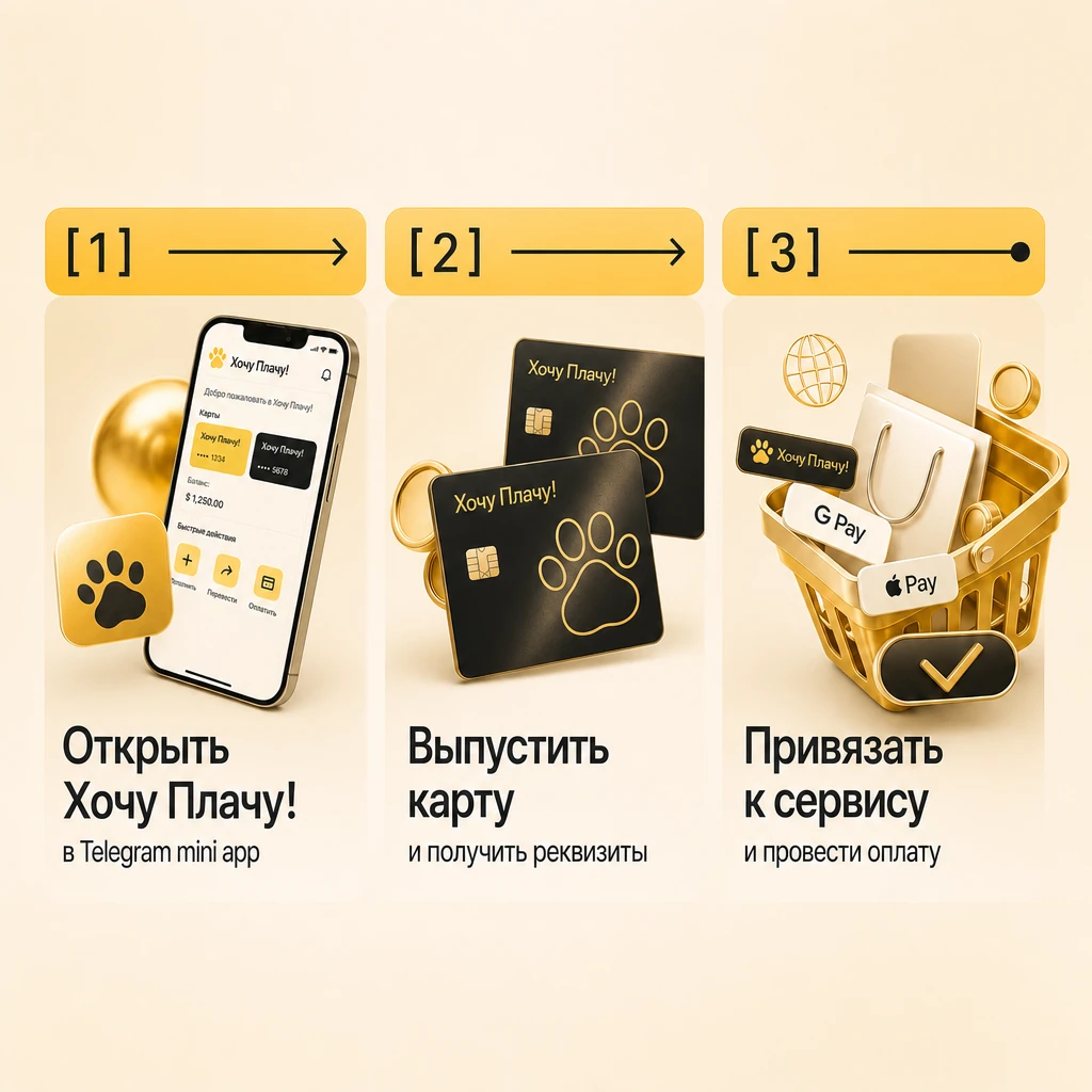 Как работают виртуальные карты Хочу Плачу! для оплаты зарубежных подписок