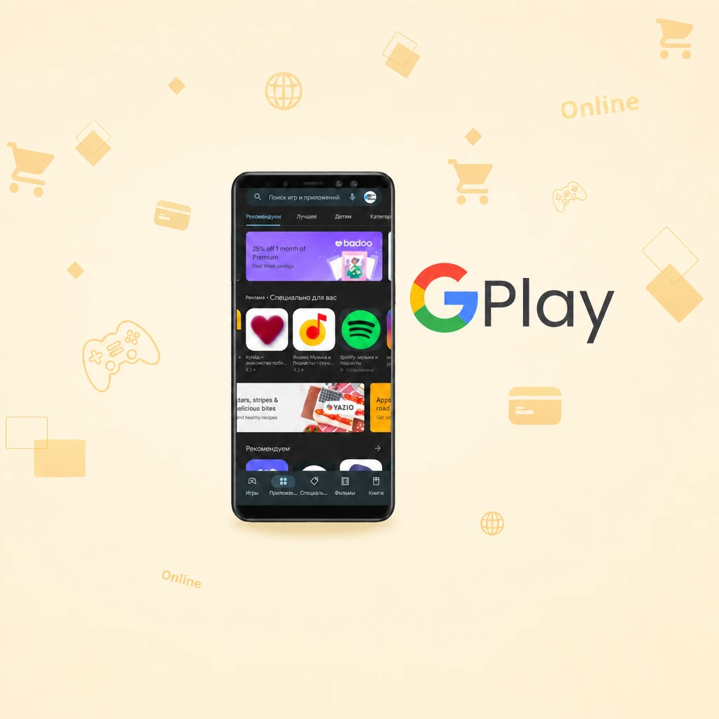 Оплата Google Play виртуальной картой