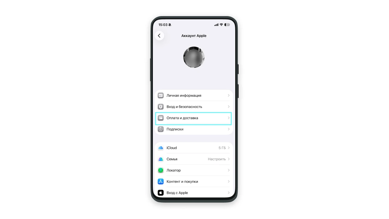 Раздел «Оплата и доставка» в настройках App Store — ввод данных карты