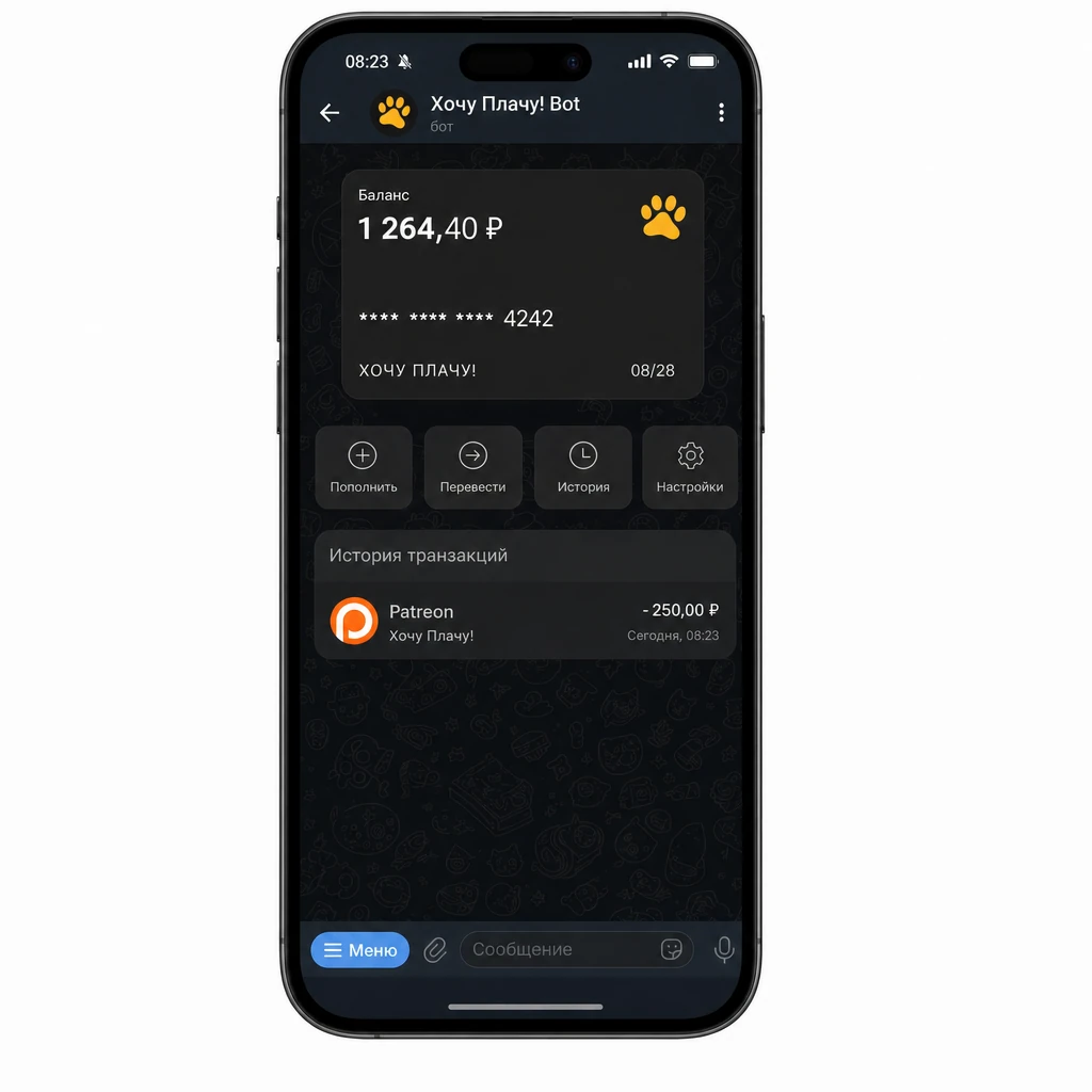 Форма ввода реквизитов карты на Patreon